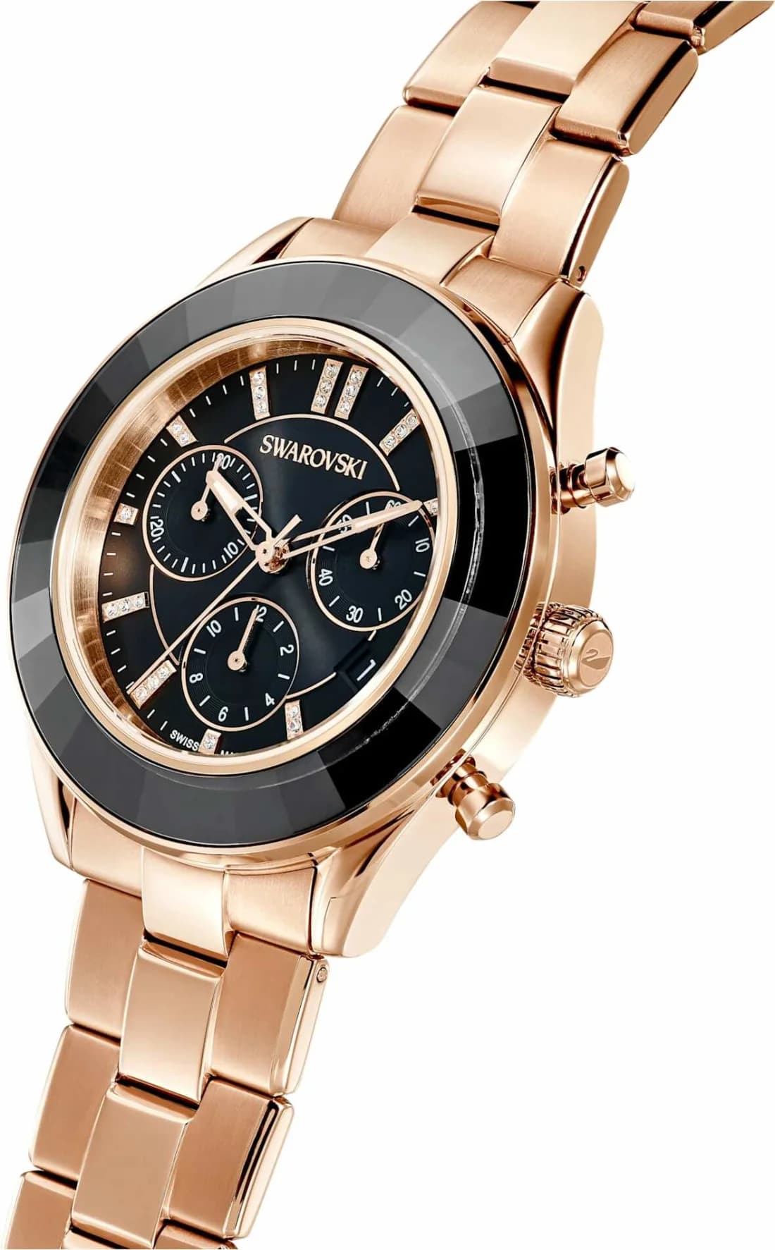 Montre Swarovski Octea Lux Sport 5610478 chronomètre bracelet métal or rose vue 4