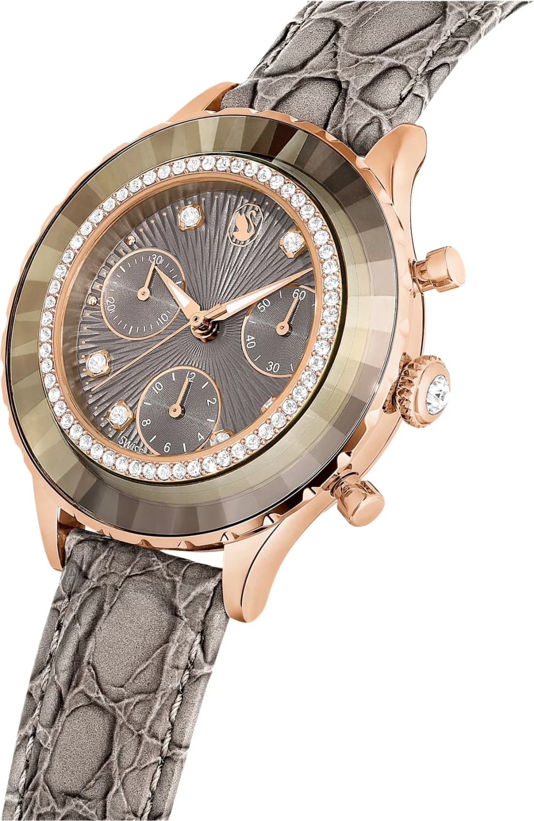 Gros plan sur le cadran gris de la Swarovski 5671153