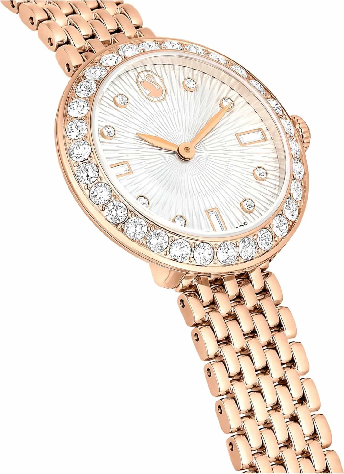 Gros plan sur le cadran blanc de la Swarovski 5672981