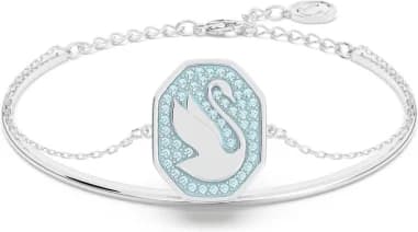 Bracelet Jonc Swarovski Signum Cygne Bleu Rhodié