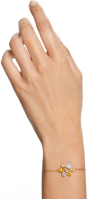 Gema Swarovski Bracelet Mixed cuts Flower Yellow Gold-tone plated