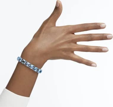 Swarovski Millenia 5614924 Square-Cut Blue Crystal Rhodium-Plated Bracelet vue 4