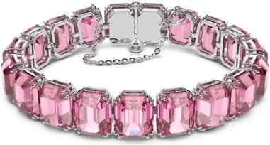 Millenia Swarovski Bracelet Octagon cut crystals Pink Rhodium plated