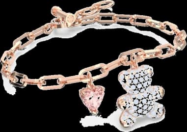 Swarovski Teddy bear bracelet in rose gold-plated metal vue 4