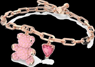 Bracelet Swarovski Teddy ours en métal plaqué or rose vue 2