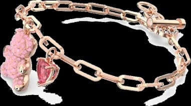 Bracelet Swarovski Teddy ours en métal plaqué or rose vue 4