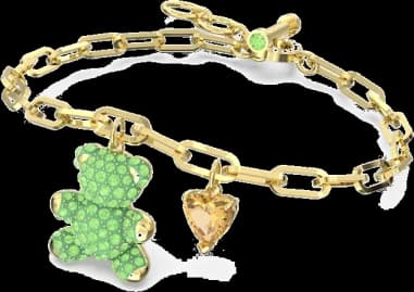 Swarovski Teddy bear bracelet in rose gold-plated metal vue 2