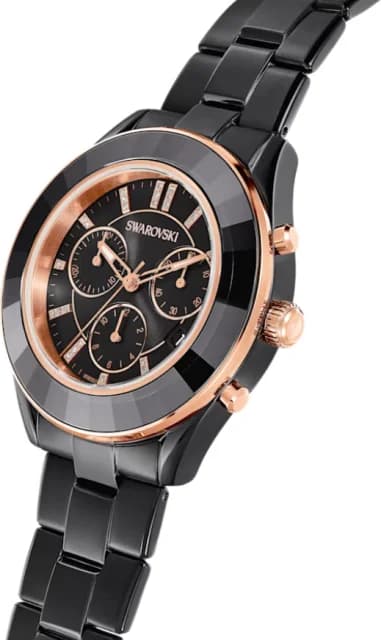 Swarovski Octea Lux Sport 5610472 Chronograph Black Metal Bracelet Watch vue 2