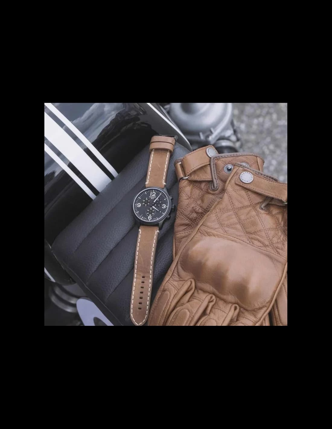 Montre Tissot T1166173605700 Chronographe Quartz Boîtier Noir et Bracelet Cuir Brun vue 5