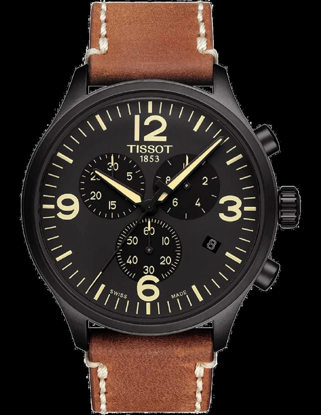 Tissot T1166173605700 vue de côté, bracelet cuir