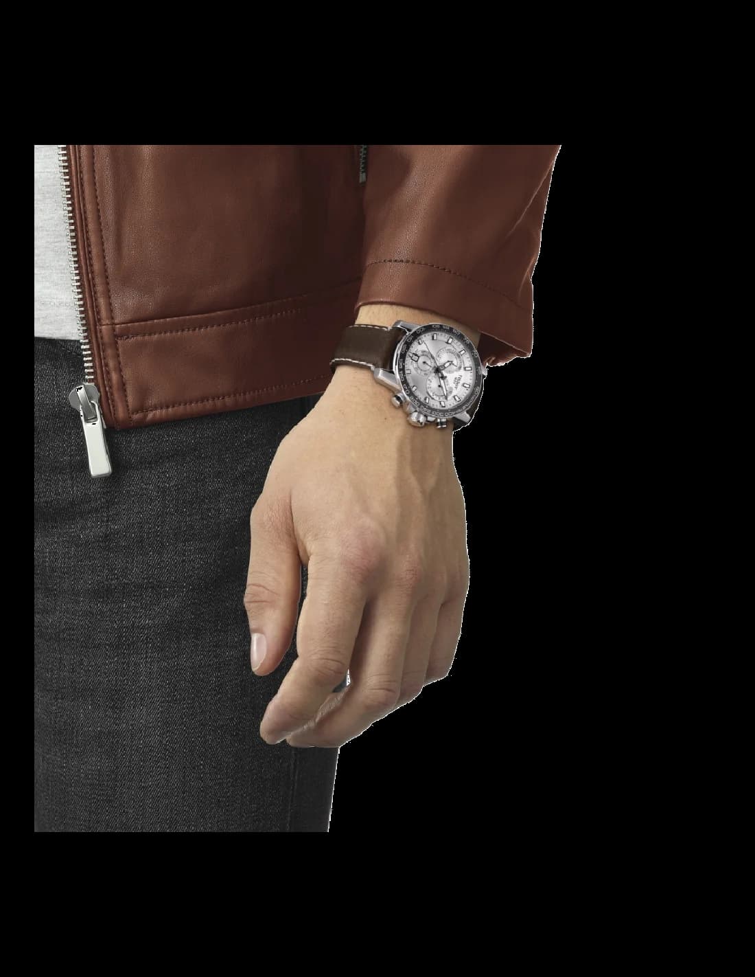 Tissot T1256171603100 Supersport Chrono Brown Leather Watch vue 5
