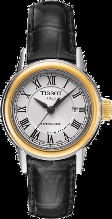 Montre Femme Tissot Carson Automatic T0852072601300 bracelet en cuir noir