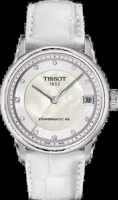 Montre Femme Tissot Luxury Automatic Lady T0862071611600 Bracelet en cuir blanc