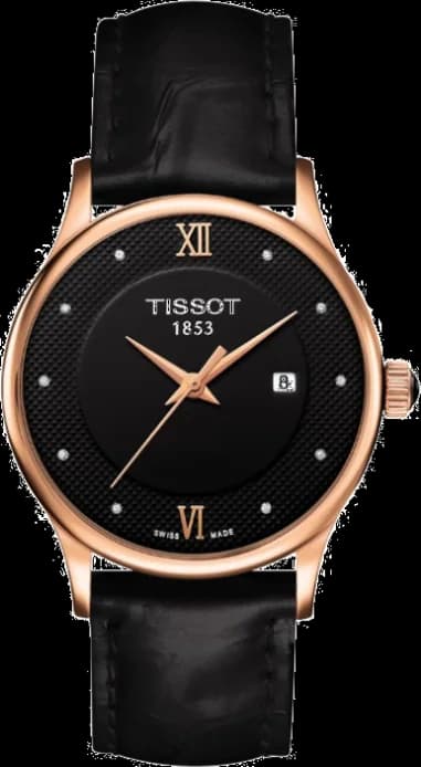 Montre Femme Tissot T-Gold Rose Dream T9142107605600 Bracelet en cuir noir