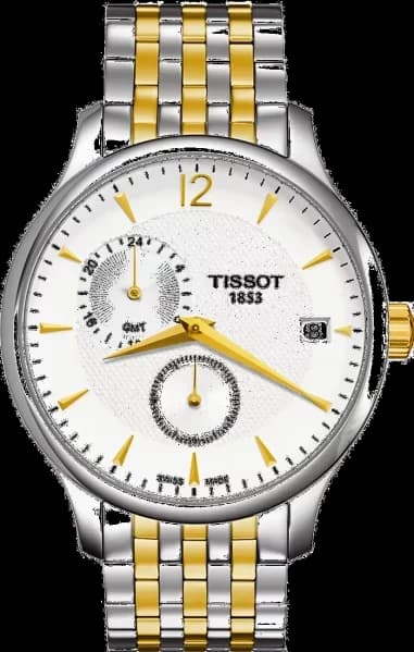 Montre Homme Tissot Tradition GMT T0636392203700 Maillons dorés et argentés