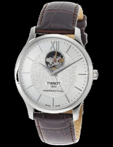 Montre Homme Tissot Tradition Open Heart automatique T0639071603800 Cuir Marron