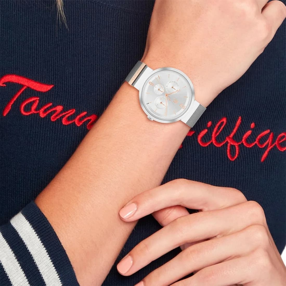 Montre Femme Tommy Hilfiger Lidia 1782537 bracelet acier maille milanaise argenté vue 5