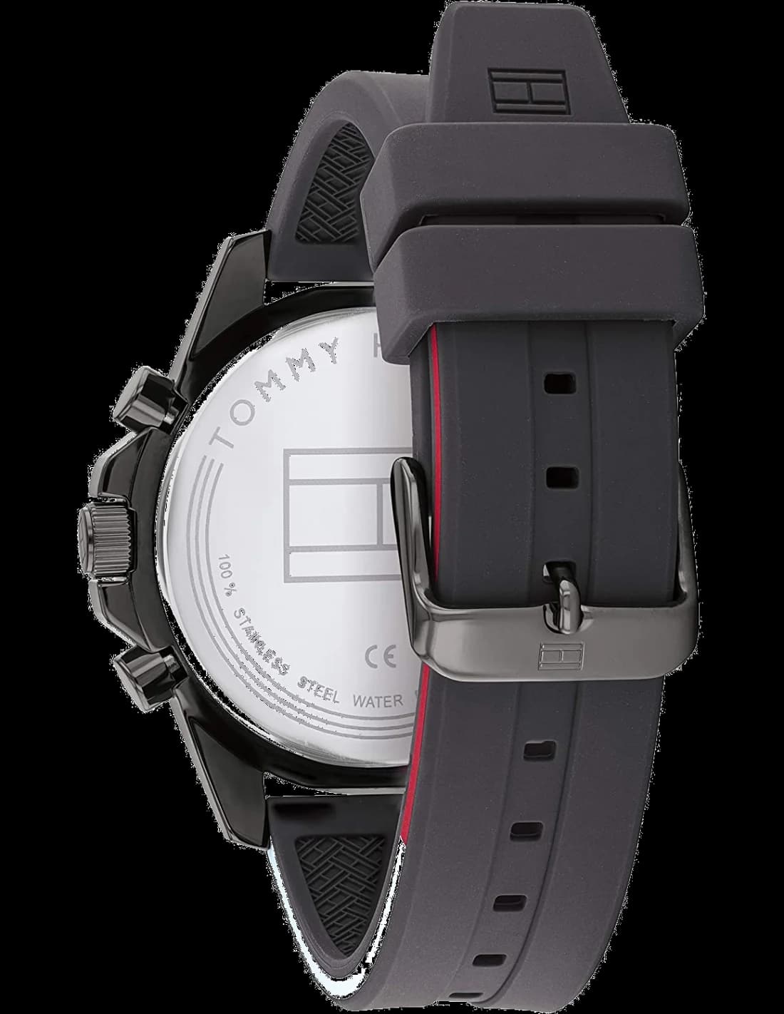 Gros plan sur le cadran noir de la Tommy Hilfiger 1791792