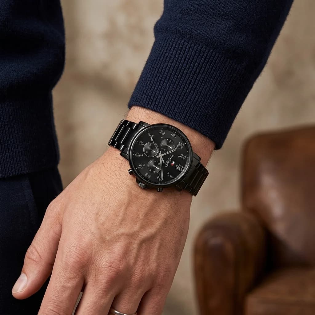 Tommy Hilfiger 1710383 Black Steel Chronograph Watch vue 4