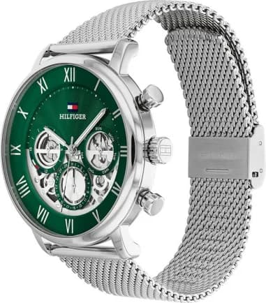 Tommy Hilfiger 1710567 Stainless Steel Silver and Green Skeleton Dial Watch vue 2