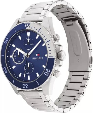 Montre Tommy Hilfiger Larson 1791917 chronomètre sport en acier cadran bleu vue 3