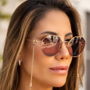 Valentino Garavani VA2040 Hexagonal Sunglasses with chain vue 3