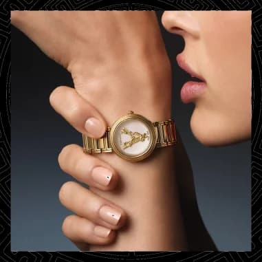 Montre Versace Virtus Mini VET300221 Femme Bracelet Acier Or Swiss Made vue 4