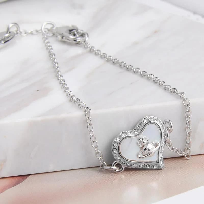 Vivienne Westwood Petra Bas Relief Silver Mother-of-Pearl Chain Bracelet vue 3