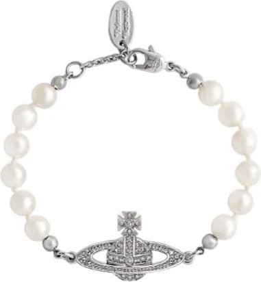 Vivienne Westwood bas relief bracelet with white beads vue 2