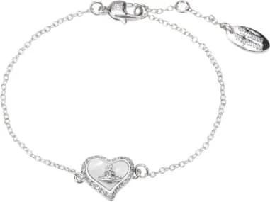 Bracelet Vivienne Westwood Petra bas relief nacre argenté en chaine souple