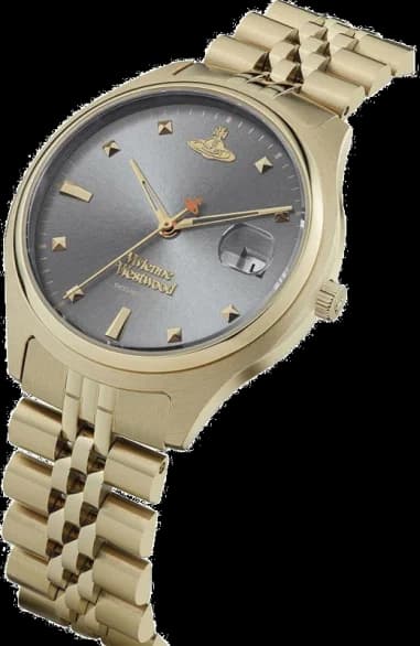 Montre Femme Vivienne Westwood Camberwell VV261GYGD bracelet doré en acier cadran gris vue 2