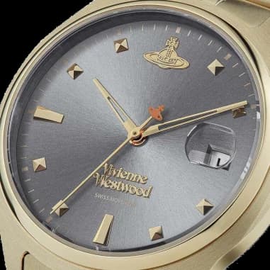 Montre Femme Vivienne Westwood Camberwell VV261GYGD bracelet doré en acier cadran gris vue 3
