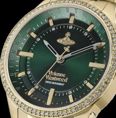 Vivienne Westwood East End VV262GRGD Women's Watch Gold Steel Bracelet Green Dial vue 3