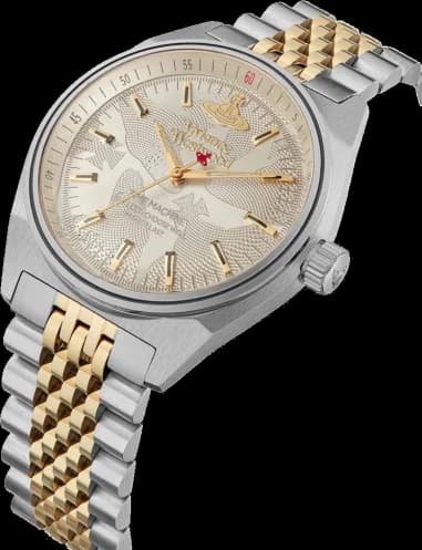 Montre Femme Vivienne Westwood Lady Sydenham VV251WGSG bracelet bicolore en acier cadran doré vue 2