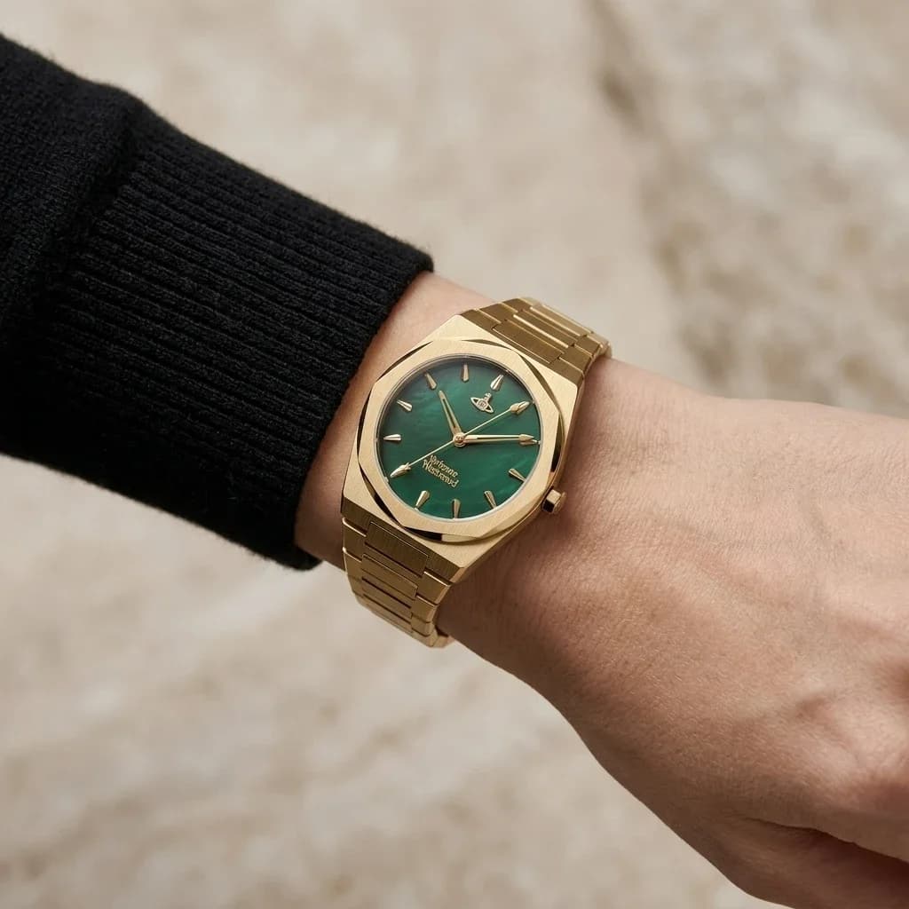 Vivienne Westwood Limehouse VV244GRGD Gold Stainless Steel Bracelet Green Dial Women's Watch vue 6