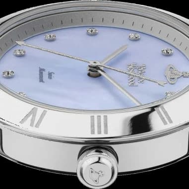 Montre Femme Vivienne Westwood Montagu VV206BLSL bracelet argent en acier cadran bleu nacré vue 3