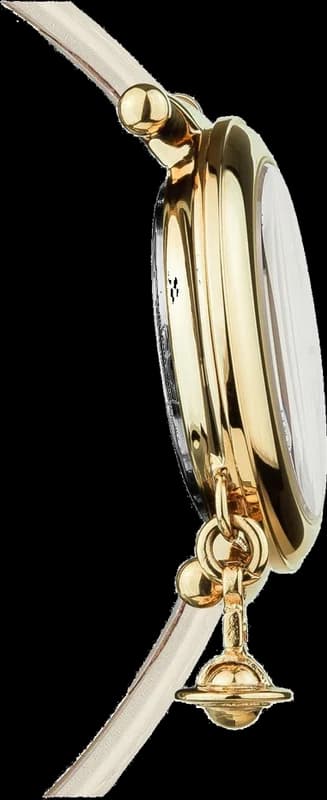 Montre Femme Vivienne Westwood Orb II VV006WHWH bracelet beige en cuir cadran doré vue 2