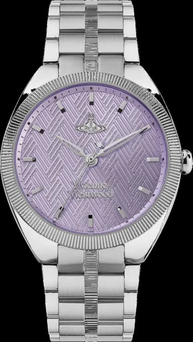 Vivienne Westwood The Mews Women's Watch VV281PPSL, silver steel bracelet, violet dial