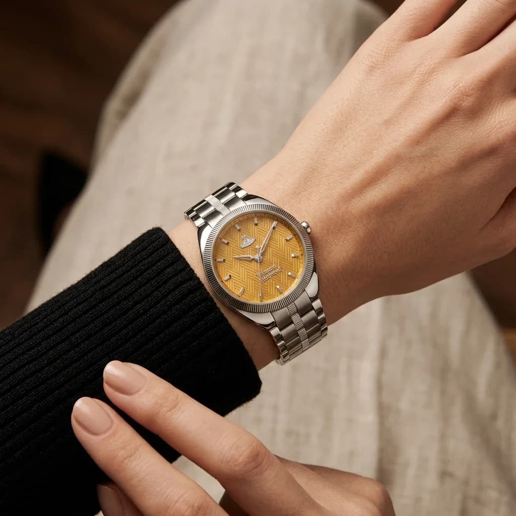 Montre Femme Vivienne Westwood The Mews VV281TNSL bracelet argent en acier cadran orange vue 6