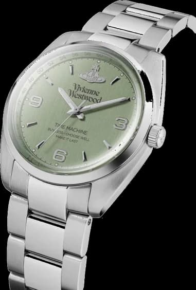 Vivienne Westwood VV274GRSL vue de côté, bracelet acier