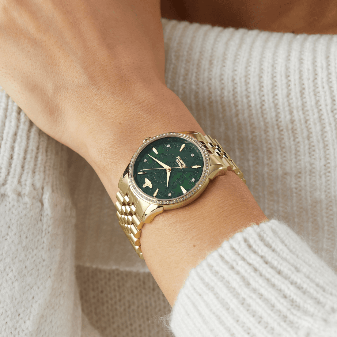 Vivienne Westwood Wallace VV208GDGD Gold Stainless Steel Green Dial Women's Watch vue 5