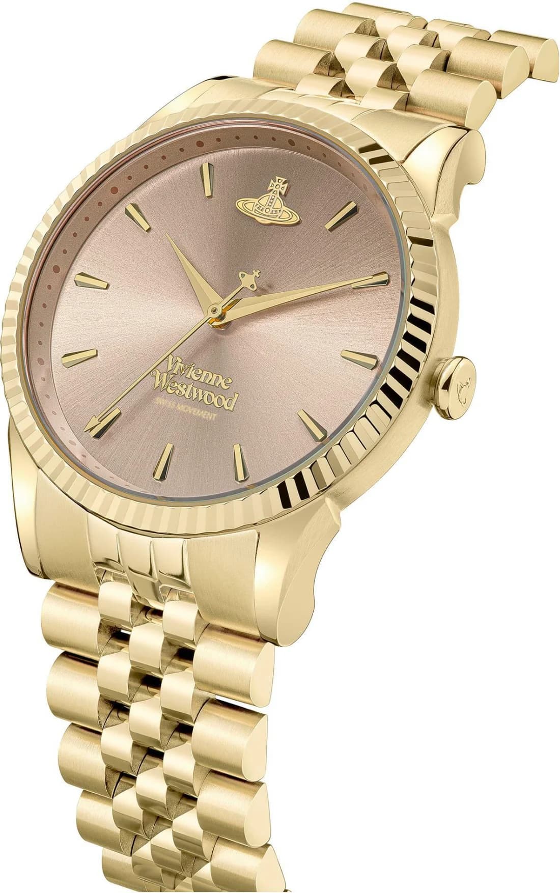Vivienne Westwood VV240PKGD Gold Stainless Steel and Rose Dial Watch vue 3