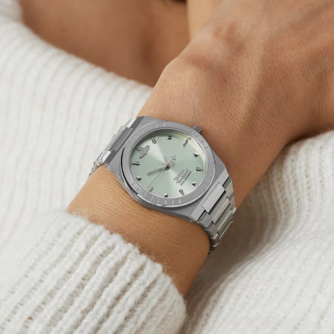 Vivienne Westwood Charterhouse VV244PGRSL Silver Stainless Steel Bracelet Green Dial Women's Watch vue 6