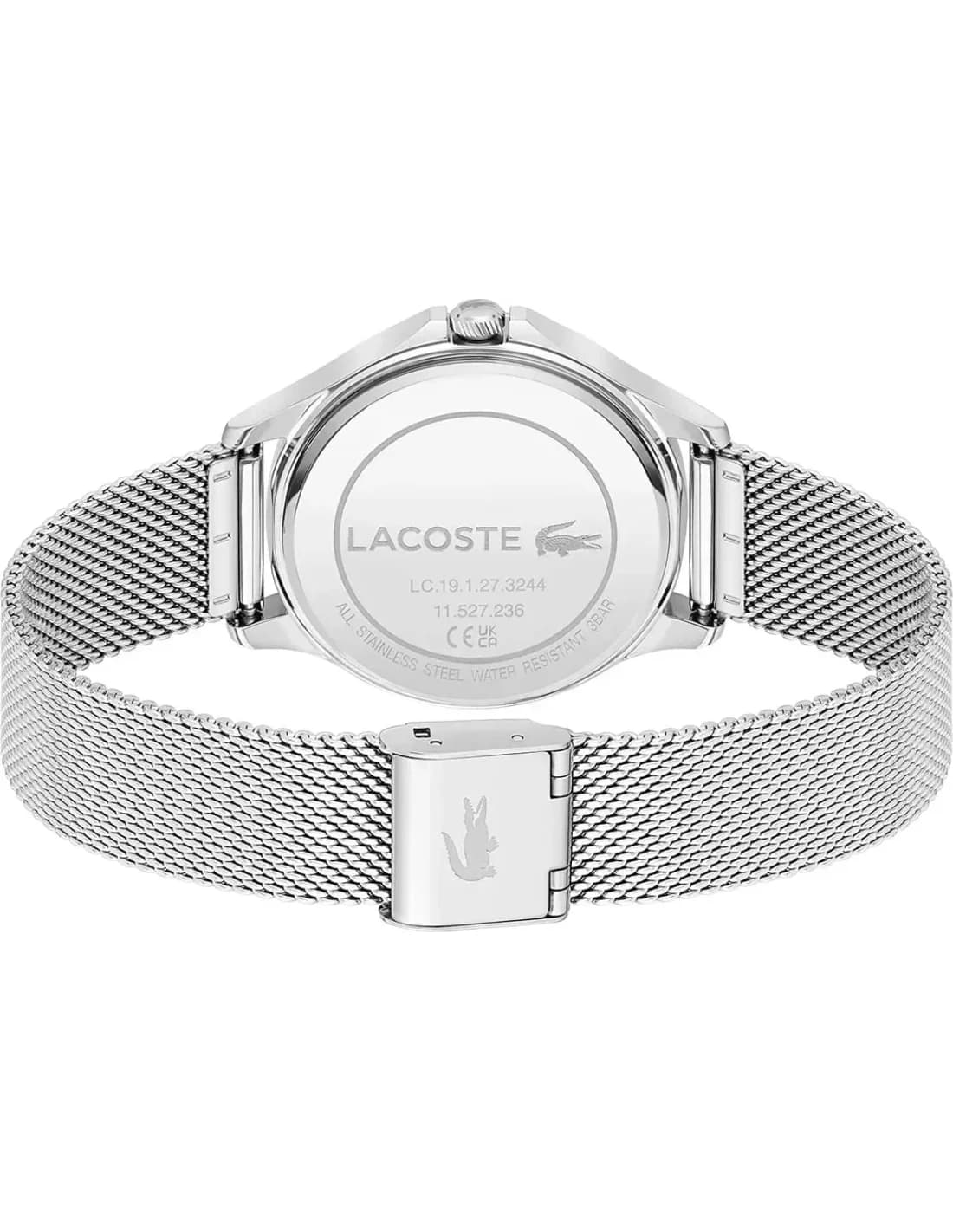 Montre Femme Lacoste Pleats 2001237 cadran argenté bracelet maille milanaise vue 4