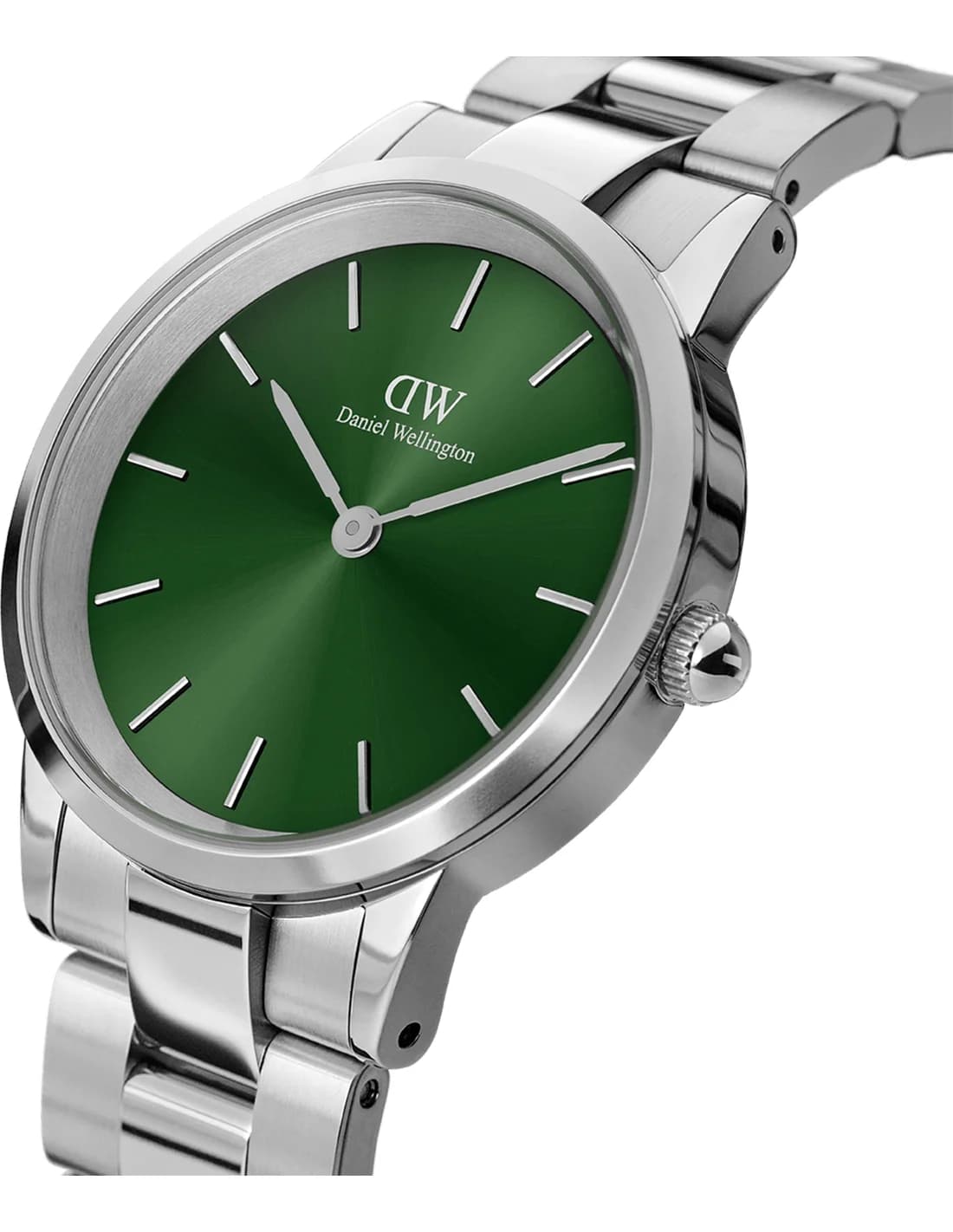Gros plan sur le cadran vert de la Daniel Wellington DW00100427
